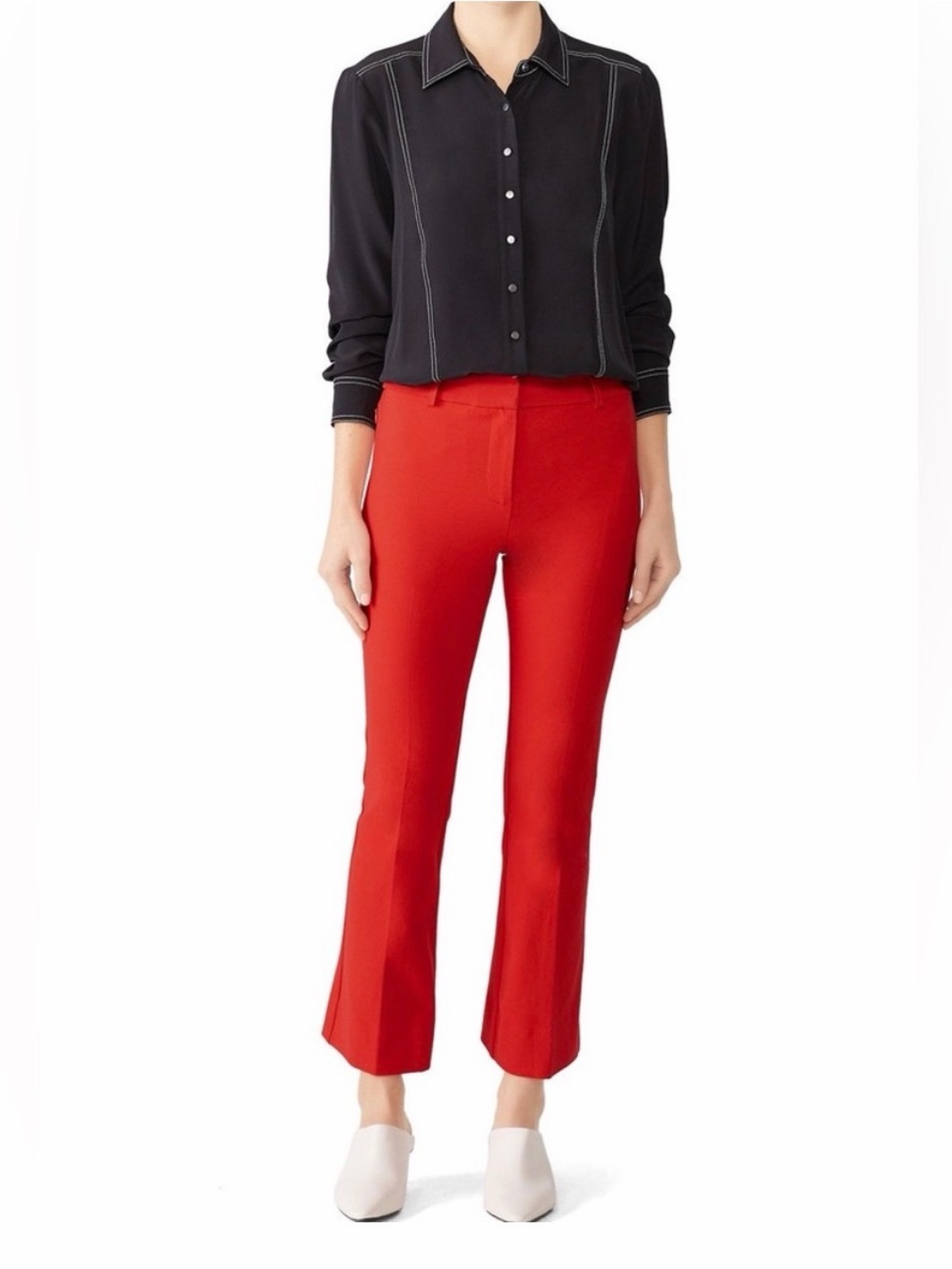 Derek Lam Red Crosby Tailored Kick-Flare Pants
